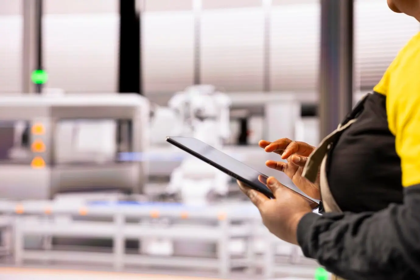 Industrie-40-Ingenieur bei der Aufrüstung robotischer Automatisierungssysteme